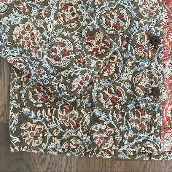 Marketplace Handwork of India Block Print Embroidered Blouse Red, Olive Medium - Picture 4 of 8